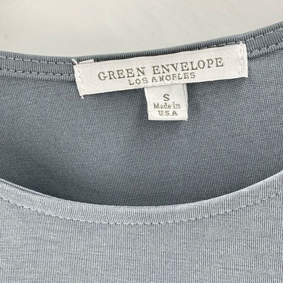 Green Envelope Women's Blouse Cold Shoulder Tie Sleeve Stretch Gray Size Small - Picture 4 of 9